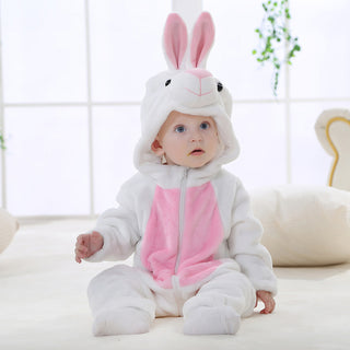 Safari Baby Rompers, White Bunny